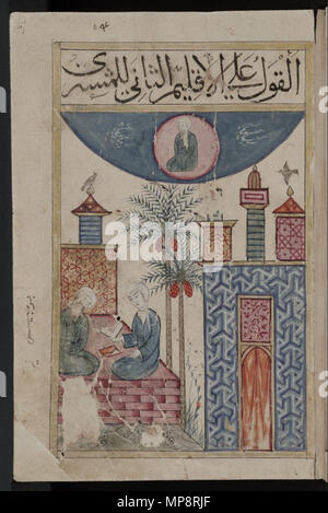 . Englisch: Kitab al-Bulhan = Composite Astrologie/Astronomie/Geomantie arabischen Manuskript. Ende des 14. Jahrhunderts. Mehrere/Unbekannt 767 Kitab al-Bulhan------- naher osten Stadt Szene Stockfoto