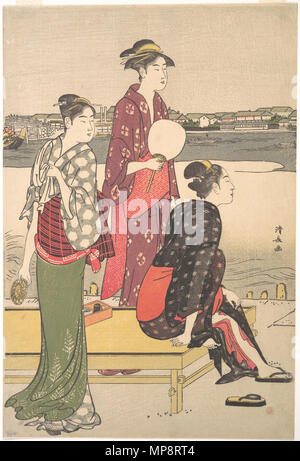 . Englisch: Ukiyo-e full-color Print von drei Schönheiten von Torii Kiyonaga. Rechte Hälfte eines Diptychons. 18. Torii Kiyonaga (1752 - 1815) Alternative Namen Geburt Name: Sekiguchi (Shinsuke 関口 新助) Beschreibung japanischen Ukiyo-e Künstler Datum der Geburt / Tod 1752 vom 28. Juni 1815 Ort der Geburt / Todes Edo Edo Authority control: Q 427642 VIAF: 45485954 ISNI: 0000 0000 8224 2716 ULAN: 500058786 80153155 LCCN: n GND: 133261468 WorldCat 768 Kiyonaga - Abend am Ufer der Sumida River Stockfoto