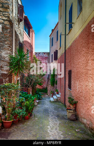 die schöne Allee von Castelsardo alte Stadt - Sardinien - Italien Stockfoto