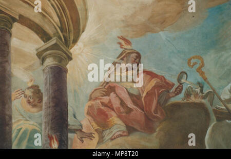 . Kloster Schussenried, Bibliothekssaal, Deckenfresko (Detail) (1761): 7 Gaben des Heiligen Kulturkampf-these - Spiritus intellectus (Brennglas, Adler), Spiritus Domini (timoris abwehrende Handbewegung). 12. Juni 2003. Franz Georg Hermann (1692 - 1768) Alternative Namen Herrmann, Hörmann Beschreibung Deutsche Maler Geburtsdatum / Tod 29. Dezember 1692 25. November 1768 Ort der Geburt / Todes Kempten Kempten Authority control: Q 1446907 VIAF: 18023699 ISNI: 0000 0000 8204 1033 ULAN: 500057555 LCCN: Nr. 2008067001 GND: 119073129 WorldCat von Hermetiker 769 Kloster Schussenried 32 fotografiert. Stockfoto