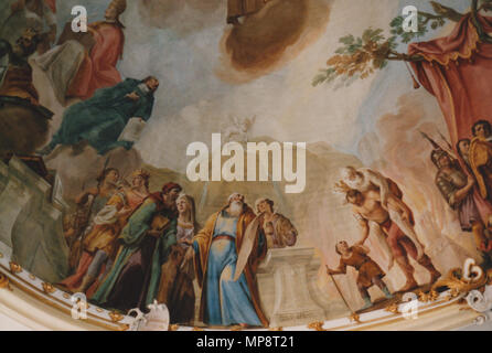 . Kloster Schussenried, Bibliothekssaal, Deckenfresko (Detail) (1761): Persönlichkeiten der Dicht- und Redekunst. 12. Juni 2003. Franz Georg Hermann (1692 - 1768) Alternative Namen Herrmann, Hörmann Beschreibung Deutsche Maler Geburtsdatum / Tod 29. Dezember 1692 25. November 1768 Ort der Geburt / Todes Kempten Kempten Authority control: Q 1446907 VIAF: 18023699 ISNI: 0000 0000 8204 1033 ULAN: 500057555 LCCN: Nr. 2008067001 GND: 119073129 WorldCat von Hermetiker 769 Kloster Schussenried 34 fotografiert. Stockfoto