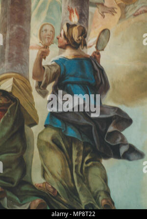 . Kloster Schussenried, Bibliothekssaal, Deckenfresko (Detail) (1761): 7 Gaben des Heiligen Kulturkampf-these - Spiritus consilii (Kopf zwischen 2 Spiegeln). 12. Juni 2003. Franz Georg Hermann (1692 - 1768) Alternative Namen Herrmann, Hörmann Beschreibung Deutsche Maler Geburtsdatum / Tod 29. Dezember 1692 25. November 1768 Ort der Geburt / Todes Kempten Kempten Authority control: Q 1446907 VIAF: 18023699 ISNI: 0000 0000 8204 1033 ULAN: 500057555 LCCN: Nr. 2008067001 GND: 119073129 WorldCat von Hermetiker 769 Kloster Schussenried 31 fotografiert. Stockfoto