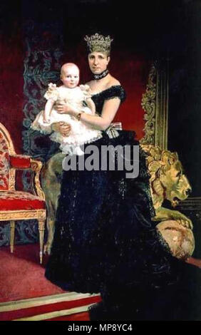 786 La Reina María Cristina y su hijo Alfonso XIII (Ministerio de Hacienda de España) Stockfoto