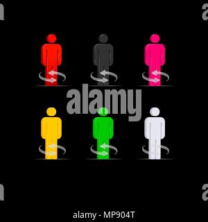 360-Vektor Icon. Bunte 3D-menschliche Figuren Stock Vektor