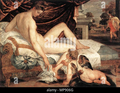 Venus und Amor circa 1560. 790 Lambert Sustris - Venus und Amor-WGA 21981 Stockfoto