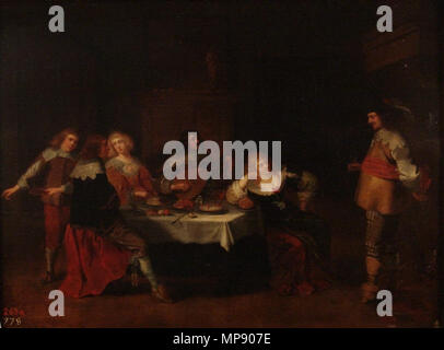 . Spanisch: Banquete de cortesanas y Soldados. ca. 1630. Christoph Jacobsz. van der Lamen 790 Lamen - banquete - Granada Stockfoto