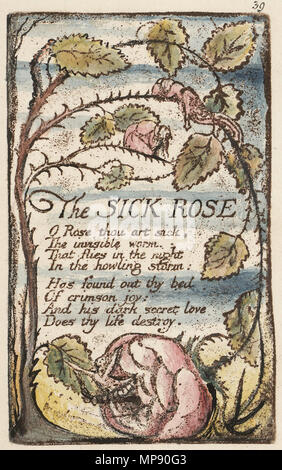 . Englisch: Lieder der Unschuld und Erfahrung Kopie N Objekt 10 Die kranke ROSE. 1795. William Blake (1757 - 1827) Alternative Namen W. Blake; Uil" iam Bleik Beschreibung britische Maler, Dichter, Schriftsteller, Theologe, Sammler und Graveur Geburtsdatum / Tod 28. November 1757 12. August 1827 Ort der Geburt / Todes Broadwick Street Charing Cross Standort London Authority control: Q 41513 VIAF: 54144439 ISNI: 0000 0001 2096 135 X ULAN: 500012489 78095331 LCCN: n NLA: 35019221 WorldCat 1131 Lieder der Unschuld und Erfahrung Kopie N Objekt 10 Die kranke ROSE Stockfoto