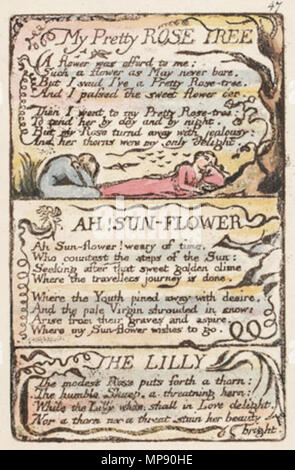. Englisch: Lieder der Unschuld und Erfahrung, kopieren N, 1795 (Henry E. Huntington Bibliothek und Kunstgalerie) Objekt 18 Die hübsche Rose Tree. 10 Juli 2007, 08:28:07. William Blake (1757 - 1827) Alternative Namen W. Blake; Uil" iam Bleik Beschreibung britische Maler, Dichter, Schriftsteller, Theologe, Sammler und Graveur Geburtsdatum / Tod 28. November 1757 12. August 1827 Ort der Geburt / Todes Broadwick Street Charing Cross Standort London Authority control: Q 41513 VIAF: 54144439 ISNI: 0000 0001 2096 135 X ULAN: 500012489 78095331 LCCN: n NLA: 35019221 WorldCat Dies ist ein treuer Stockfoto
