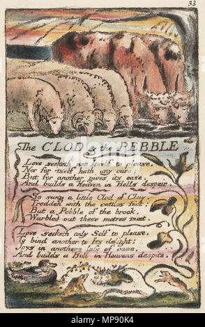 . Englisch: Lieder der Unschuld und Erfahrung Kopie N Objekt 4 Der CLOD & die Kiesel. 1795. William Blake (1757 - 1827) Alternative Namen W. Blake; Uil" iam Bleik Beschreibung britische Maler, Dichter, Schriftsteller, Theologe, Sammler und Graveur Geburtsdatum / Tod 28. November 1757 12. August 1827 Ort der Geburt / Todes Broadwick Street Charing Cross Standort London Authority control: Q 41513 VIAF: 54144439 ISNI: 0000 0001 2096 135 X ULAN: 500012489 78095331 LCCN: n NLA: 35019221 WorldCat 1131 Lieder der Unschuld und Erfahrung Kopie N Objekt 4 Der CLOD&amp; der Pebble Stockfoto