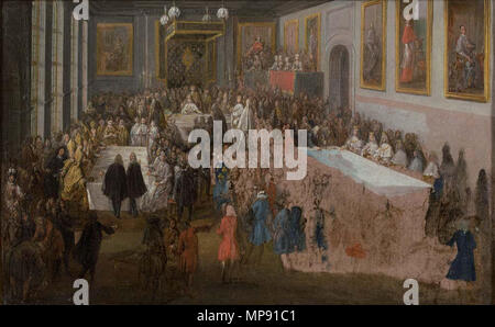 . Français: Le Bankett du Sacre de Louis XV. 1725. Pierre-Denis Martin (1663-1742) Alternative Namen dit Martin le Jeune Beschreibung Französische Maler Bruder von Jean-Baptiste Martin Datum der Geburt / Tod ca. 1663 5. April 1742 Ort der Geburt / Todes Paris Paris Authority control: Q 3382963 VIAF: 19146153103705251920 ISNI: 0000 0001 2037 2264 ULAN: 500026815 WGA: MARTIN, Pierre-Denis GND: 129909742 796 Le und Veranstaltungsräume du Sacre de Louis XV. Stockfoto