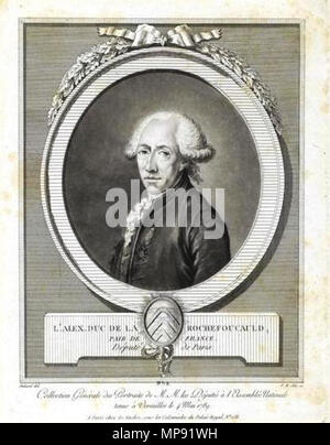 . Français: Louis-Alexandre de La Rochefoucauld d'Anville (1743-1792), député de Paris. Homme Politique et agronome. . 1789. 799 Le Vachez Sammlung - Louis-Alexandre de La Rochefoucauld d'Anville (1743-1792) Stockfoto