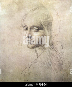 Kopf eines Mädchens, circa 1483. 803 Leonardo da Vinci, Kopf eines Mädchens, 01. Stockfoto