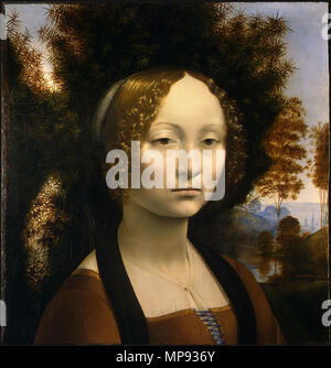 Portrait von Ginevra de'Benci 1474-1478. 803 Leonardo da Vinci, Ginevra de'Benci, 1474-78 Stockfoto