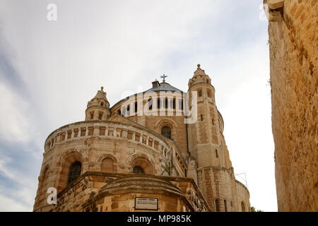 Jerusalem, Israel - 16. Mai 2018: Blick auf die Abtei Dormitio auf dem Berg Zion in Jerusalem, Israel. Stockfoto