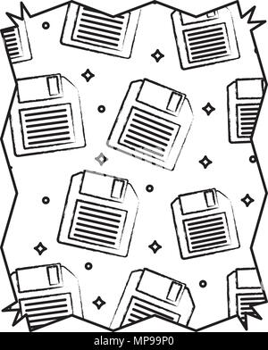 Abstrakte Rahmen mit Diskette Muster auf weißem Hintergrund, Vector Illustration Stock Vektor