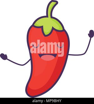 Kawaii chili Symbol auf weißem Hintergrund, farbenfrohen Design. Vector Illustration Stock Vektor