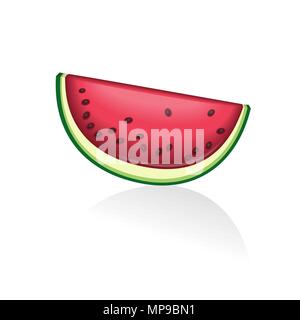 Vector Illustration Sommer Wassermelone Slice auf weißem Hintergrund Stock Vektor