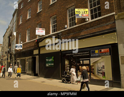 Leere Geschäfte Coney Street York Stockfoto