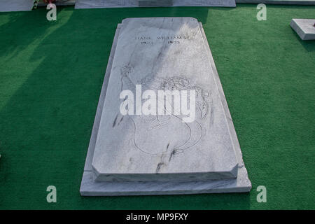 Hank Williams Memorial, Hank Williams Grab - Oakwood Cemetery, Montgomery, Alabama, USA Stockfoto