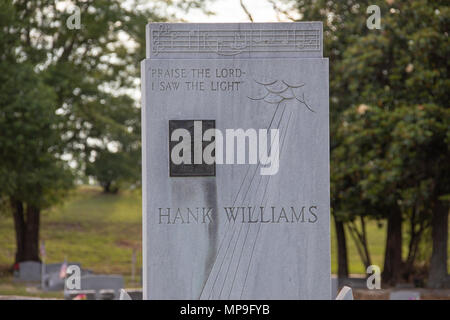 Hank Williams Memorial, Hank Williams Grab - Oakwood Cemetery, Montgomery, Alabama, USA Stockfoto