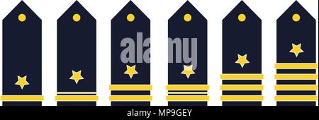 Militärische Ränge Color Vector Illustration auf weißem Hintergrund Stock Vektor