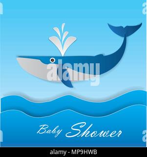 Papier Wale im Sommer Hintergrund - Vector Illustration, Grafik Design Editierbar für Ihr Design Stock Vektor