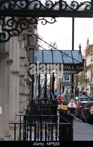 London, UK, 20. Mai 2018: Seitenansicht des Eingang der berühmten Wigmore Hall Stockfoto