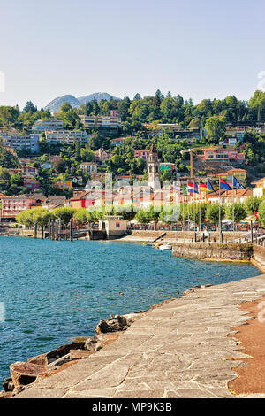 Ascona, Schweiz - 23 August 2016: Damm des luxuriösen Resort in Ascona am Lago Maggiore im Tessin Kanton der Schweiz. Stockfoto