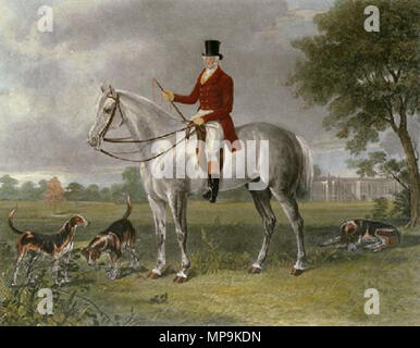 . Englisch: Thomas Cholmondeley, 1. Baron Delamere rittlings auf einem dappled grauen Jäger. Vor 1869 (und vielleicht vor 1855). 818 Lord Delamere von Calvert 1798-1869 Stockfoto