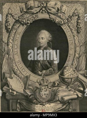 . Englisch: Louis Auguste von Frankreich (zukünftige Louis XVI) als Dauphin von einem unbekannten Künstler mit Waffen. ca. 1771. 822 Louis Auguste von Frankreich (zukünftige Louis XVI) als Dauphin von einem unbekannten Künstler mit Waffen Stockfoto