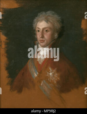 Portrait von Luis de Etrurien (1773-1803). Englisch: König Ludwig I von Etruria, Sohn des Herzog Ferdinando von Bourbon-Parma und Maria Amalia von Österreich, der Enkel des Heiligen Römischen Kaiser Franz I. Stephan von Lothringen und Kaiserin Maria Theresia von Österreich Español: Luis de Etruria, Yerno de Carlos IV., preparatorio Boceto para La Familia de Carlos IV. 1800. 833 Luis de Etruria Stockfoto