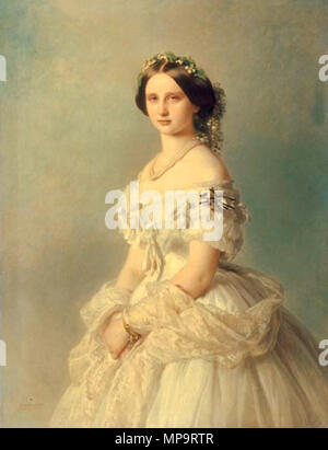 1 - L 74 - 1856 - - - - - - - - - - - - - - - - - - - - D: - - - - - - - - - - - - - - - - - - - - Luise von Baden/Gem. v. Winterhalter Luise, Grossherzogin (Friedrich I.) von Baden, Tochter des spaeteren Kaiser Wilhelms I.; Berlin 3.12.1838 - Baden-Baden 23.4.1923. - Portraet. - Gemaelde, 1856, von Franz Xaver Winter-Halter (1805-1873). Oel auf Leinwand, 126,5 x 94 Moskau, Staatl. Puschkin-Mus. w.Bild.kuenste. Luiza Hohenzollern English: Luise Großherzogin von Baden, geborene Prinzessin Luise von Preußen (1838-1923) Deutsch: Louise, die Großherzogin von Baden, geborene Prinzessin Louise von Preußen (1838 - 1923). 1856. 834 Luiza Hohenzollern Stockfoto