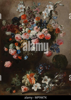 . Español: Florero, óleo sobre lienzo, 130 x 97 cm, Madrid, Museo del Prado. um 1700. Franz Werner Tamm (1658-1724) Alternative Namen Frans Werner Tamm Beschreibung Deutsche Maler und botanischen illustrator Datum der Geburt / Tod 1658 1724 Ort der Geburt / Tod Hamburg Wien Arbeit Zeit Barock Authority control: Q 830611 VIAF: 42646452 ISNI: 0000 0000 6676 11273 ULAN: 500017541 LCCN: Nr 2001016169 WGA: TAMM, Franz Werner von Tamm - Florero WorldCat 1159 Stockfoto