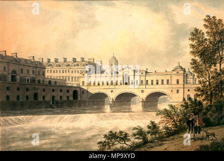 . Englisch: Pulteney Bridge von Thomas Malton im Jahr 1785. Vom 3. März 2013, 15:47:39. Thomas Malton 847 Malton Pulteney Bridge 1785 Stockfoto