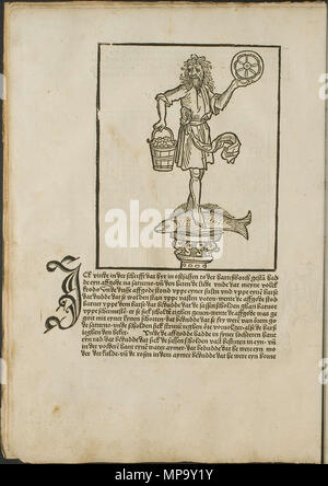 . Abbildung aus dem inkunabel: Cronecken der Sassen (die Chroniken von Sachsen) von Peter Schöffer in Mainz gedruckt. 1492. Conrad Bote (Konrad Botho) 848 Mann auf Fisch p 00038 Stockfoto