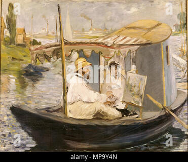 English: Claude Monet in seinem Atelier (Argenteuil) Englisch: Die Boot 1874. 848 Manet - Das Boot 1874 Stockfoto