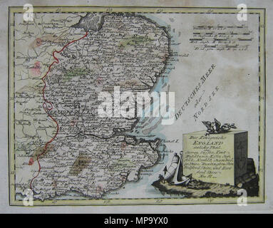 . English: des Königreichs England oder östlicher Theil, Surrey, Sussex, Kent, Middlesex, Essex, Suffolk, Norfolk, Chambridge-Shire, Huntington-Shire, Bedford-Shire, und Hertford-Shire. Nro. 81. Kolorierter Kupferstich. 1791. Franz Johann Joseph von Reilly (1766-1820) Alternative Namen Reilly, Franz Johann Joseph von Beschreibung österreichischer Verleger und Schriftsteller Geburtsdatum / Tod 18. August 1766 vom 6. Juli 1820 Ort der Geburt / Tod Wien Wien Zeitraum 1790 - 1800 Standort Wien Behörde: Q 113944 VIAF: 102371035 ISNI: 0000 0001 1839 240 X LCCN: 88624007 n GND: 1187 Stockfoto