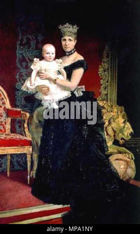 . Englisch: Maria Christina von Österreich, dowager Königin und regentin von Spanien, holding König Alfonso XIII. 22 Juni 2013, 01:05:09. Unbekannt 859 - Maria-Cristina Alfonso XIII. Stockfoto