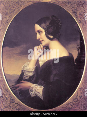 Portrait von Marie d'Agoult 1843. 860 Marie d'Agoult von Henri Lehmann - 1843 Stockfoto