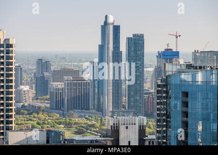 Luftaufnahme von Gebäuden in der South Loop Nachbarschaft Stockfoto