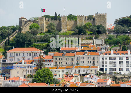 Allgemeine Ansicht o Lissabon Stadt, vom Miradouro de Sao Pedro de Alcantara, Lissabon, Portugal gesehen Stockfoto