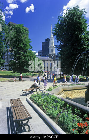 1988 historische Brauerei BRUNNEN PARK STREET CHURCH BOSTON MASSACHUSETTS, USA Stockfoto