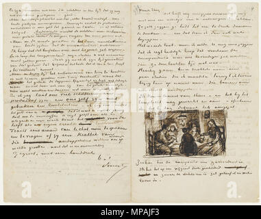 . Ein Brief von Vincent Van Gogh an seinen Bruder Theo van Gogh, Nuenen, Donnerstag, 9. April 1885. Der Brief enthält eine Skizze seines ersten Meisterwerk die Kartoffelesser. 9. April 1885. Vincent Van Gogh (1853 - 1890) Alternative Namen Vincent Willem van Gogh Beschreibung niederländischer Maler, Zeichner und Grafiker Geburtsdatum / Tod 30. März 1853 vom 29. Juli 1890 Ort der Geburt / Todes Zundert Auvers-sur-Oise Arbeiten Zeitraum zwischen ca. 1880 und ca. Juli 1890 Arbeitsort Niederlande (Etten, Den Haag, Nuenen, …, vor 1886), Paris (von 1886 bis 1887), Arles (von 1888 bis 1889), Saint-R Stockfoto