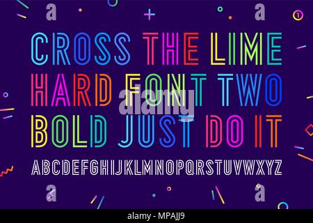 Line condensed Alphabet und Schriftart Stock Vektor