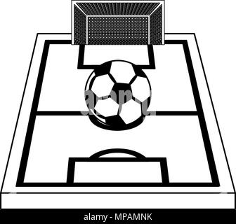 Fußball-Feld topview in den Farben Schwarz und Weiß Stock Vektor