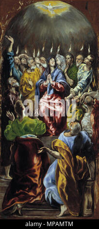 Die Pfingsten. Español: La Obra Vertreter al Espíritu Santo descendiendo en forma De Lenguas de Fuego sobre los Apóstoles de Jesucristo. . Um 1600. 936 O Pentecostes por El Greco, Museu do Prado Stockfoto