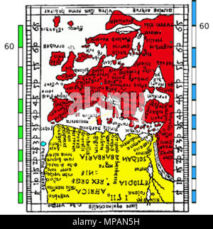 . Englisch: Diese eine modifizierte Version der Datei gezeigt in "andere Versionen", das von der Website http://www.wilhelmkruecken.de/Etzlaub/etzlaub.htm auf dem ursprünglichen Bild des beigefügten Mercator Skala ist kaum sichtbar. Zwei klarer Skalen wurden hinzugefügt. Auf der linken Seite ist eine Version von Mercator angepasst mit Erzlaub bei 60 Grad zu passen. Die Vereinbarung von Skala ist Zufall. Auf der rechten Seite ist ein Mercator Skalierung angepasst die gleiche Breite wie Erzlaub's am Äquator zu haben. Die Schwarzweiß-Karte wurde durch eine farbige Version von http://www.wilhelmkruecken.de/Etzlaub/etzlaub.htm (Invertiert zu Th ersetzt worden Stockfoto