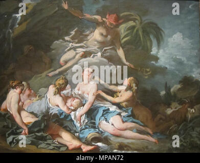 . Quecksilber anvertraut, den Säugling Bacchus, die Nymphen von nysa von Boucher. 1734. François Boucher (1703 - 1770) Alternative Namen Буше Франсуа; Ф. Буше; Буше Ф. Beschreibung der französische Maler und Graveur Geburtsdatum / Tod 29. September 1703 30. Mai 1770 Ort der Geburt / Todes Paris Paris Arbeit Periode von 1720 bis 1770 Standort Paris (1720-1770), der nördlichen Niederlande (1766), Kontrolle: Q 180932 VIAF: 66517093 ISNI: 0000 0001 2137 3066 ULAN: 500032143 50042112 LCCN: n NLA: 35020625 WorldCat 885 Quecksilber anvertraut, den Säugling Bacchus, die Nymphen von nysa von Boucher, 1734 Stockfoto