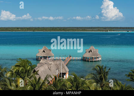 Blick von der Festung San Felipe nach Bacalar Lagune Stockfoto