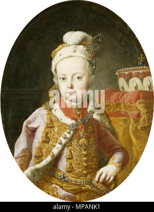 . Joseph II. (1741-1790) als Kind. Vermutlich 1740 s. 886 Meytens - Joseph II. als Kind, oval Stockfoto